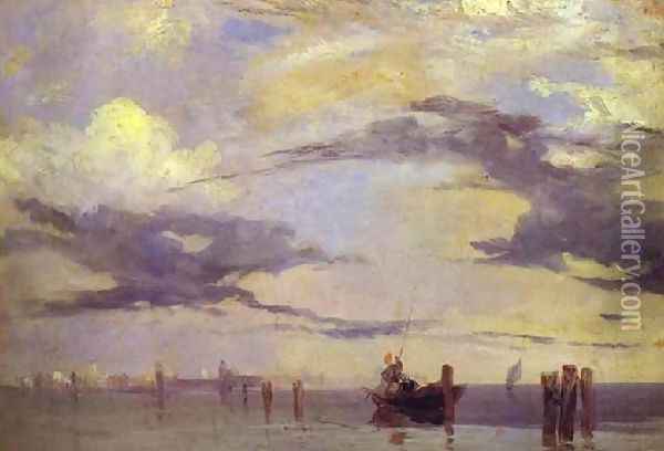 View Of The Lagoon Near Venice Oil Painting - Richard Parkes Bonington