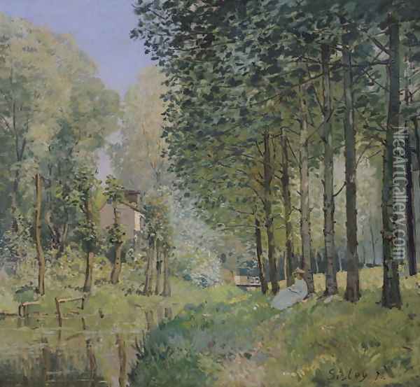 The Rest by the Stream. Edge of the Wood, 1872 Oil Painting - Alfred Sisley