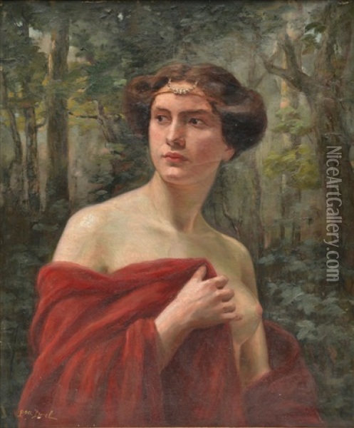 The Portrait Of A Charming Nymph Oil Painting - Louise Dael