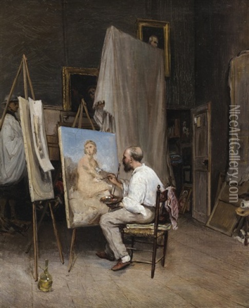 Le Peintre Dans Son Atelier Oil Painting - Carl Friedrich Heinrich Werner