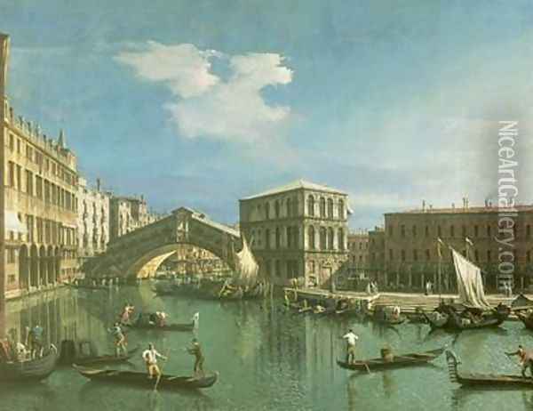 The Rialto Bridge, Venice (2) Oil Painting - (Giovanni Antonio Canal) Canaletto