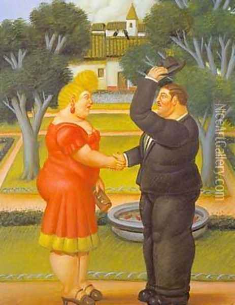 Good Morning 1996 Oil Painting - Fernando Botero