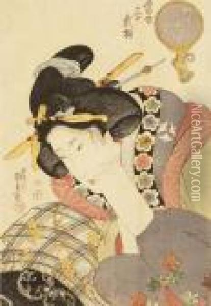 Tatehikiso From The Series Tosei Sanjuniso Oil Painting - Kunisada