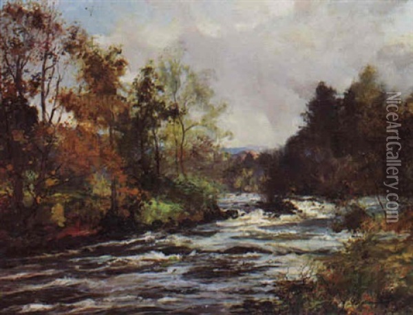 River In Torrent Oil Painting - Archibald Kay