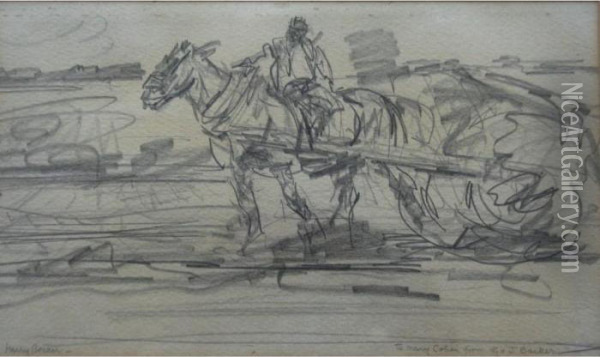 Horse And Cart With Rider Oil Painting - Harry Becker