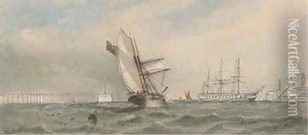 Scenes in the dockyard at Chatham Oil Painting - William Calcott Knell