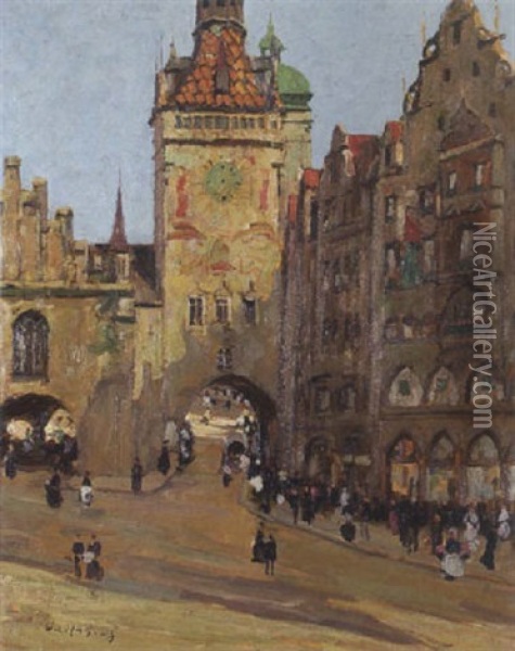 Der Marienplatz In Munchen Oil Painting - Wilhelm (Willy) Lucas