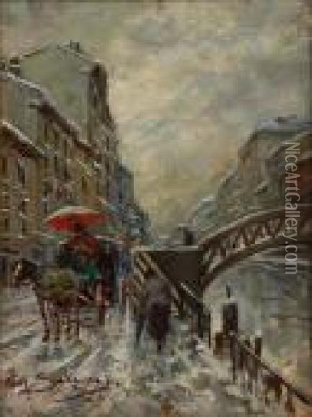 Milano Sotto La Neve Oil Painting - Giuseppe Solenghi