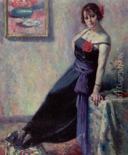 A Lady In Evening Dress Oil Painting - Antoine Daens