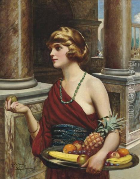 The Fruit Seller Oil Painting - Harold Piffard