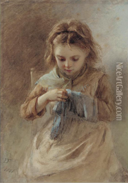 Little Seamstress Oil Painting - Emily Farmer