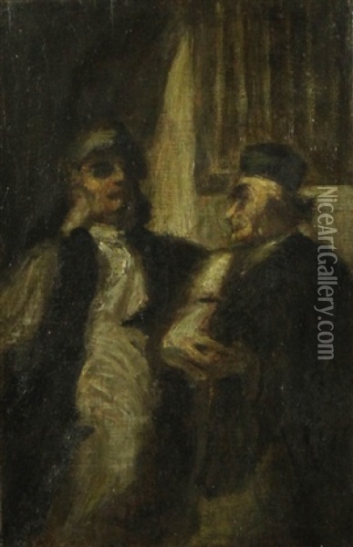 Lawyers Oil Painting - Honore Daumier