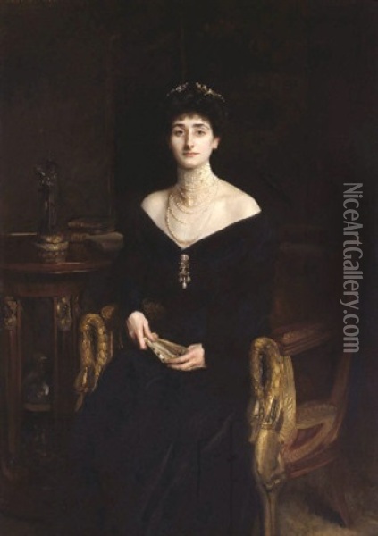 Portrait Of Mrs. Ernest G. Raphael Oil Painting - John Singer Sargent
