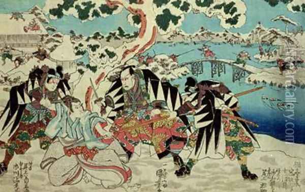 The Chushingura Oil Painting - Utagawa Kuniyoshi