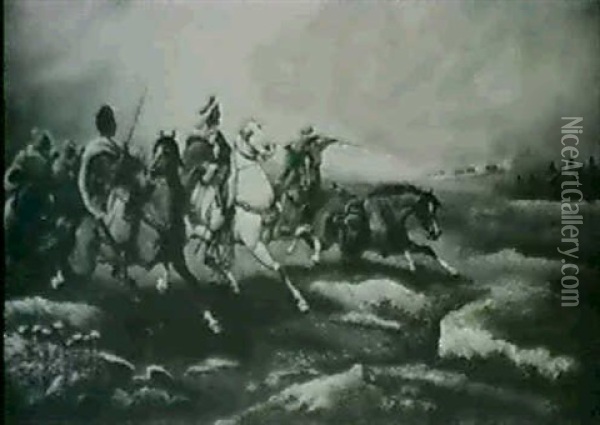 Arab Warrior Oil Painting - Adolf Schreyer