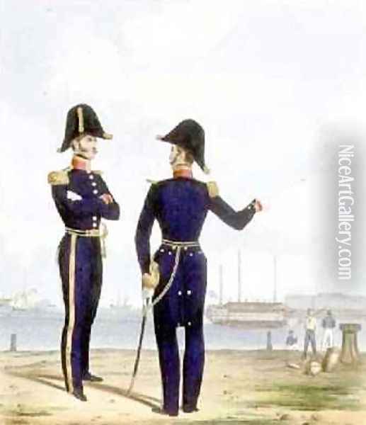 Masters plate 10 from Costume of the Royal Navy and Marines Oil Painting - L. and Eschauzier, St. Mansion