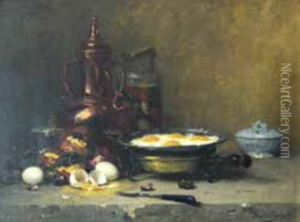 Nature Morte Aux Oeufs Oil Painting - Jean-Frederic Couty