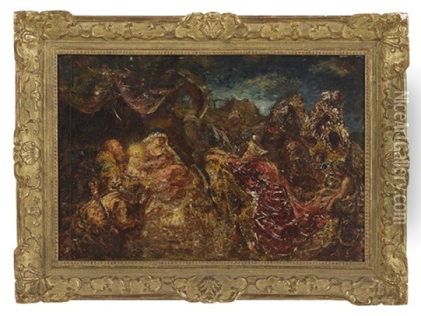 Adoration Of The Magi Oil Painting - Adolphe Monticelli