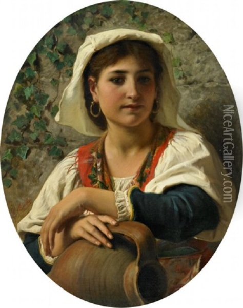 Bildnis Einer Jungen Italienerin Oil Painting - Luigi Bechi