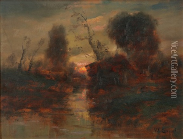 Tramonto D'autunno Oil Painting - Vittore Antonio Cargnel