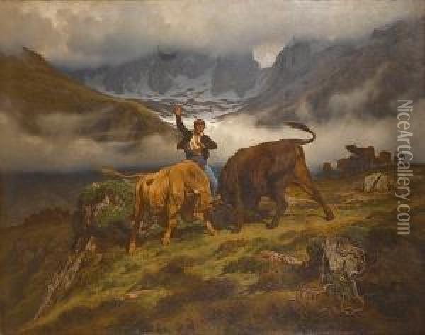 The Bullfight Oil Painting - Auguste Bonheur
