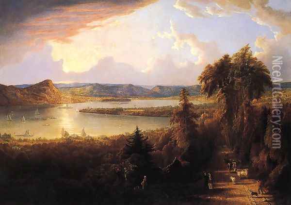 Sunset near Sing-Sing, New York Oil Painting - Robert Havell, Jr.