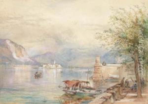 Island Of Pescatori, Maggiore Oil Painting - Paul Jacob Naftel