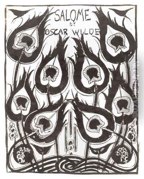 Original sketch for the cover of 'Salome' by Oscar Wilde (1854-1900) c.1894 Oil Painting - Aubrey Vincent Beardsley