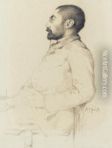 Presumed Portrait Of Henri De Toulouse-lautrec Oil Painting - Joseph Antoine Gardet