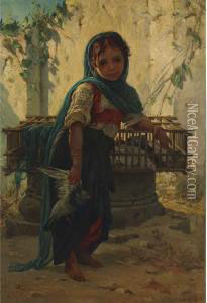 An Italian Maiden Oil Painting - Antonio, Cavaliero Scognamiglio