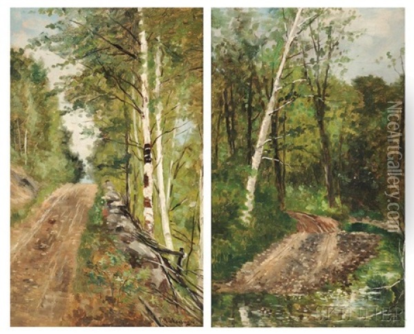 Two Landscapes: Old Road In Jackson N.h Oil Painting - Frank Henry Shapleigh