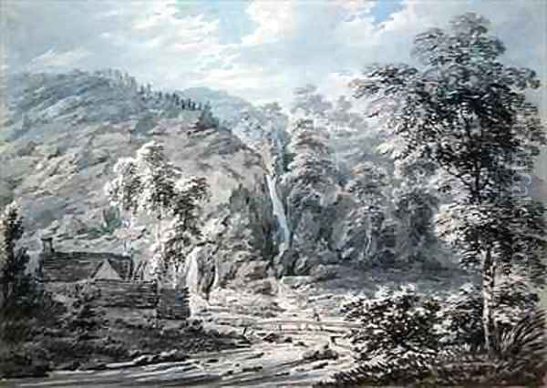 A Waterfall at Corwen North Wales Oil Painting - Edward Dayes