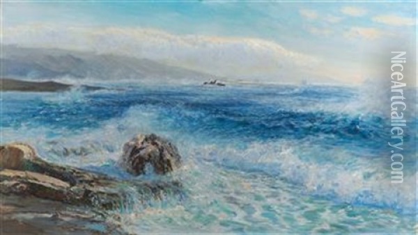 A Seascape Oil Painting - Menci Clemens Crncic