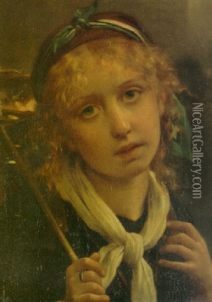 The Young Fisher Girl Oil Painting - Christen Brun