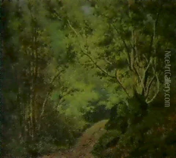 Sentier Dans Le Sous-bois En Foret De Meudon Oil Painting - Charles Mercier