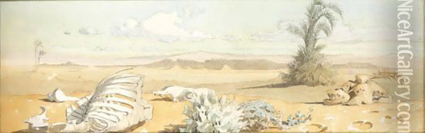 Onthe Desert Floor, East Of Red Sea Oil Painting - Carl Haag