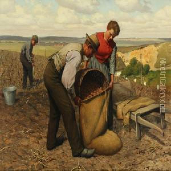 Kartoflerne Tages Op Oil Painting - Poul Steffensen