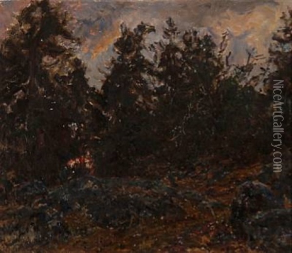 Tyreso Sverige (forest Scene From Tyreso, Sweden) Oil Painting - Viggo Johansen