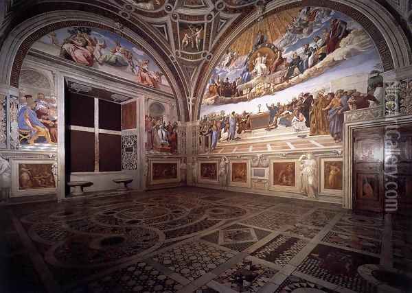 View of the Stanza della Segnatura Oil Painting - Raffaelo Sanzio