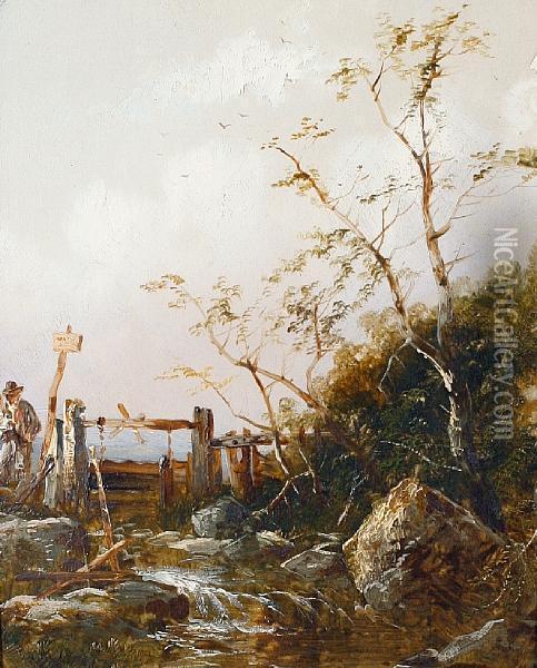 Stile By The Stream Oil Painting - Thomas Smythe