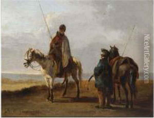 Come Across A Cossack On Horseback Oil Painting - Pieter Gerardus Van Os