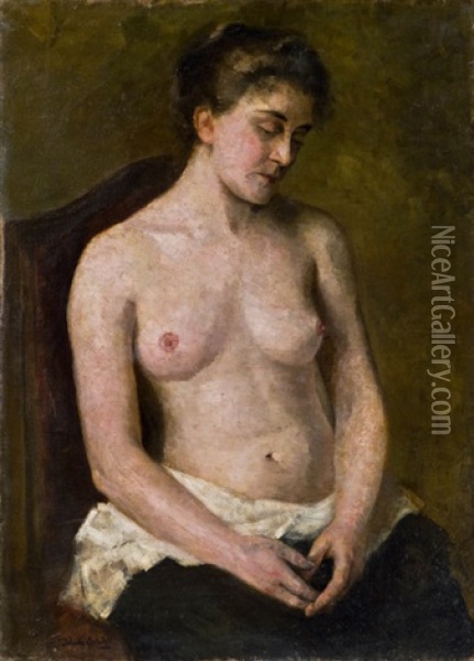 Sitzender Damenakt Oil Painting - Jehudo Epstein