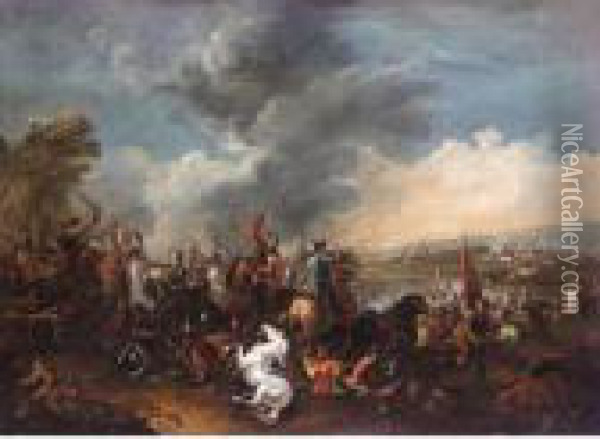 A Cavalry Engagement Oil Painting - Francesco Simonini