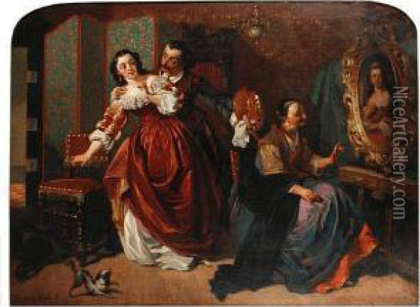 A Questioning Muse Oil Painting - Charles Van Den Daele