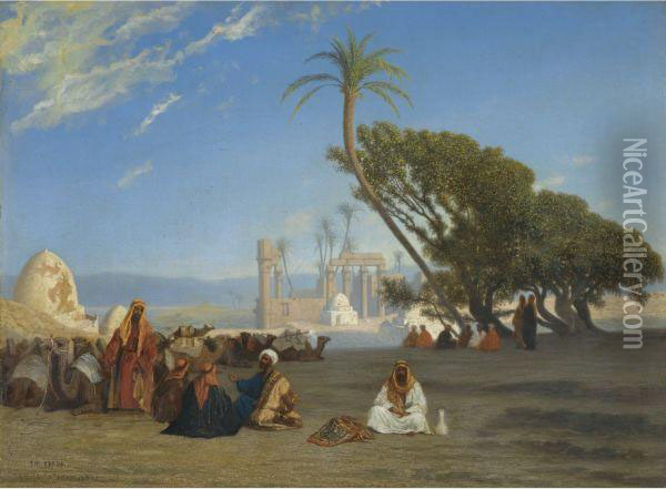Halte Dans Le Desert Oil Painting - Charles Theodore Frere