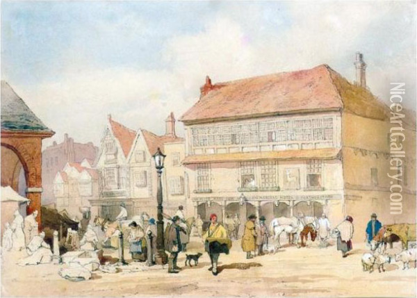 Market Day, Taunton, Somerset Oil Painting - Samuel Prout