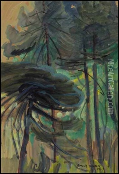 Mab Bab Trees Oil Painting - Emily Carr