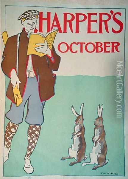 Poster advertising Harpers Magazine, October 1895 Oil Painting - Edward Penfield