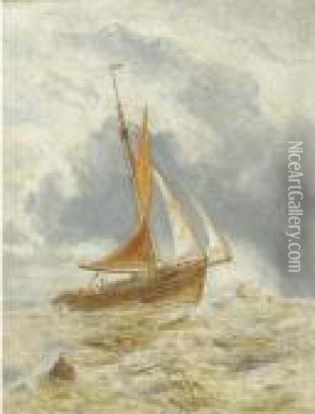 A Fishing Vessel At Sea Oil Painting - William Joseph Caesar Julius Bond