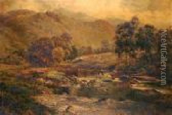 View Of A River In North Wales Oil Painting - William Henry Mander